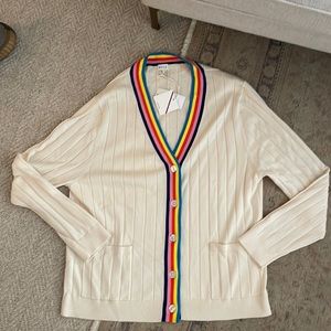 Kule cardigan with rainbow trim